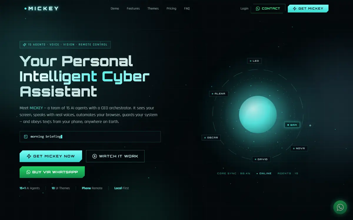 MICKEY AI live website homepage